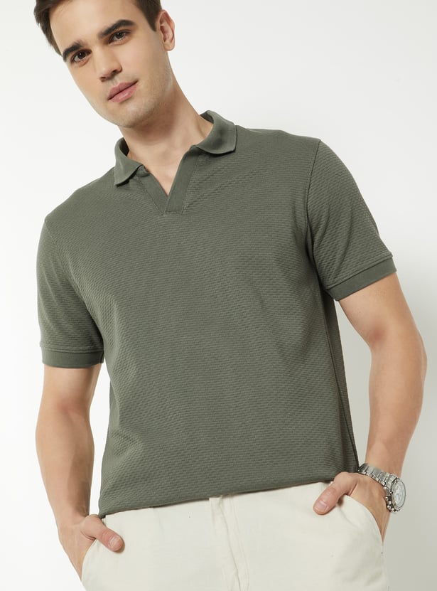 Men Knit Johnny Collar T-shirt