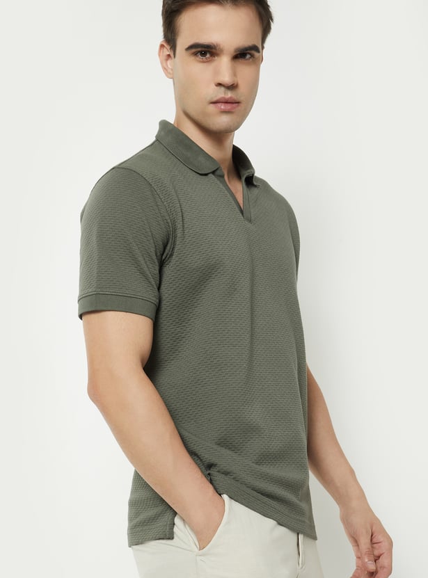 Men Knit Johnny Collar T-shirt