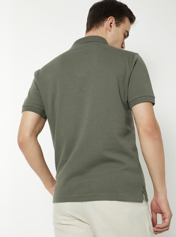 Men Knit Johnny Collar T-shirt