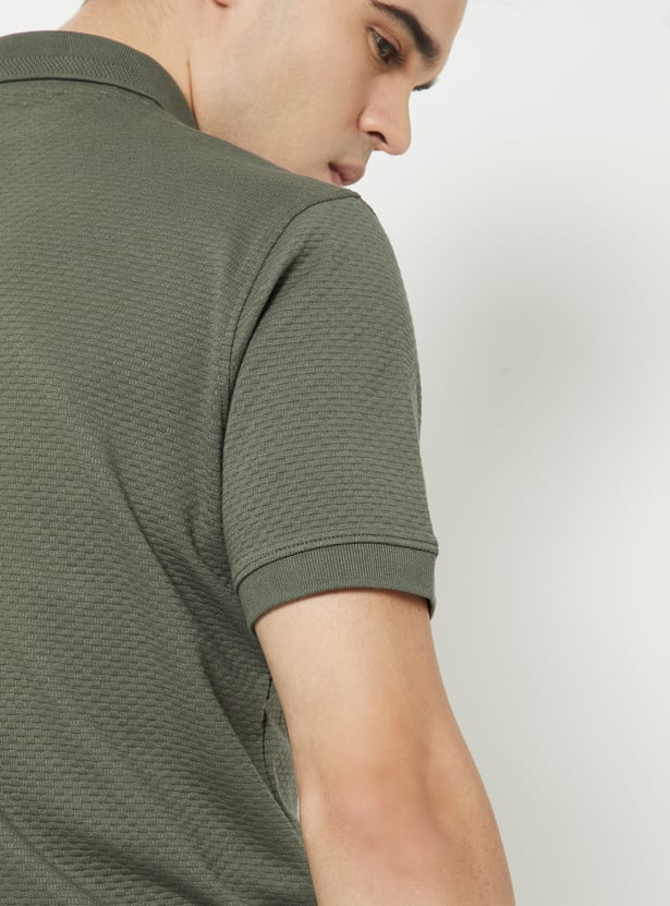 Men Knit Johnny Collar T-shirt