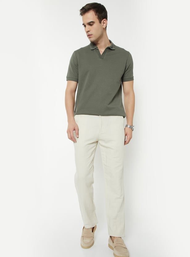 Men Knit Johnny Collar T-shirt