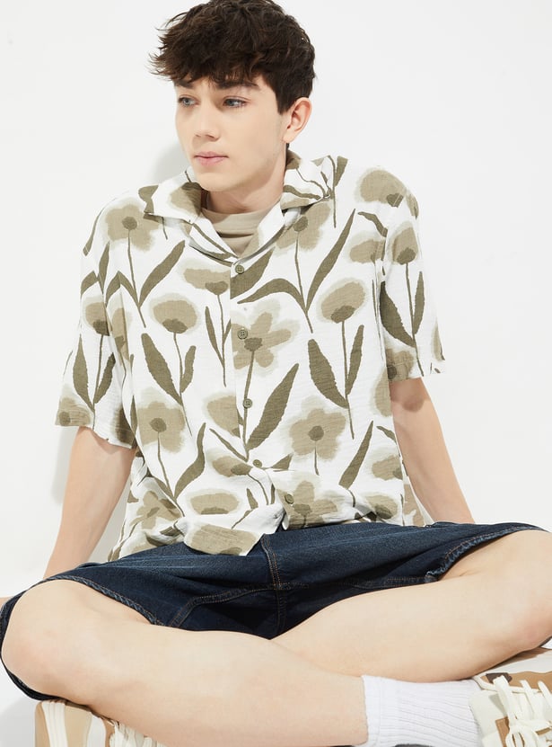 URB_N Men Floral Printed Resort Shirt