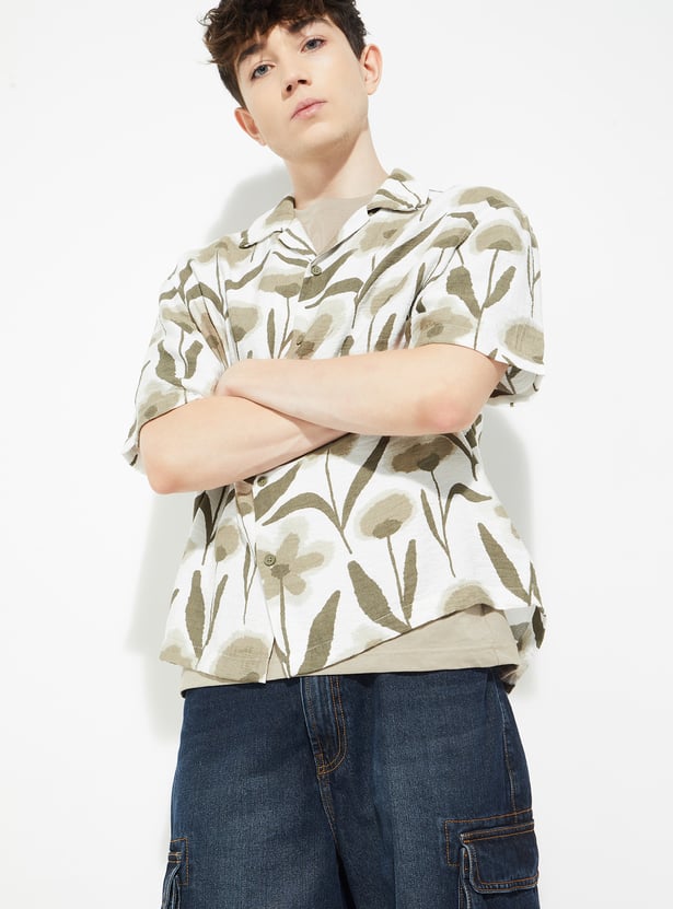 URB_N Men Floral Printed Resort Shirt