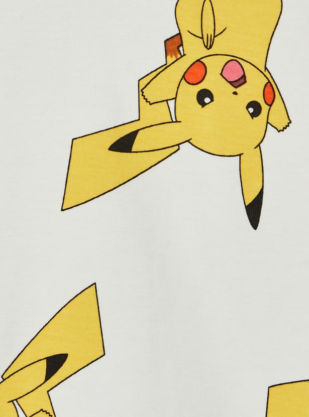 Boys Pikachu Printed Hooded T-shirt