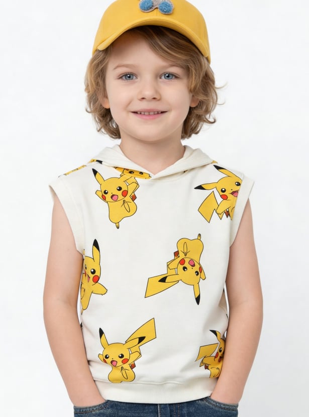 Boys Pikachu Printed Hooded T-shirt
