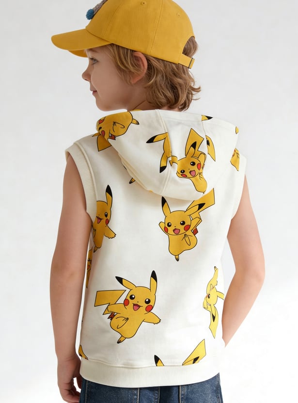 Boys Pikachu Printed Hooded T-shirt