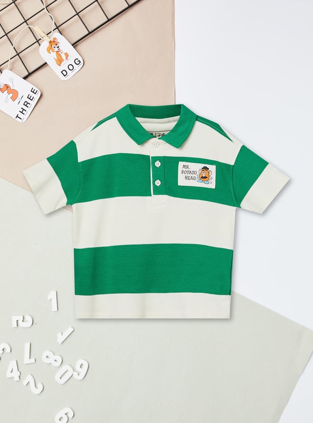 Boys Striped Mr. Potato Head Polo T-shirt
