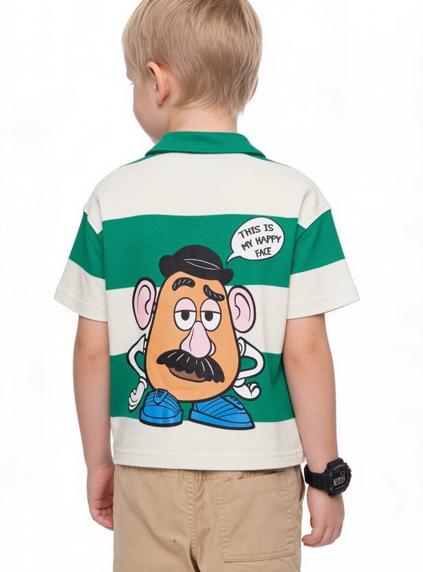 Boys Striped Mr. Potato Head Polo T-shirt