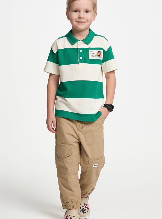 Boys Striped Mr. Potato Head Polo T-shirt