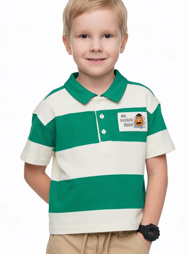 Boys Striped Mr. Potato Head Polo T-shirt