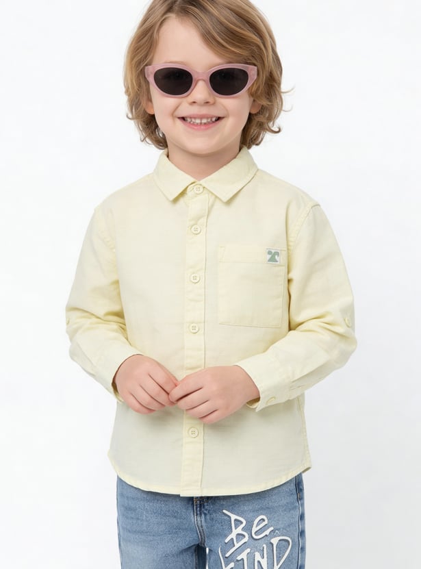Boys Solid Regular Fit Shirt