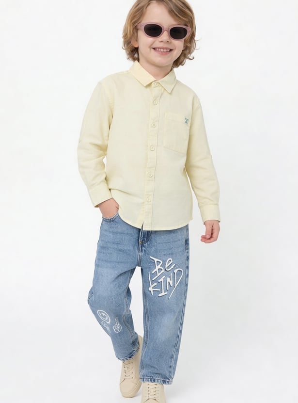 Boys Solid Regular Fit Shirt