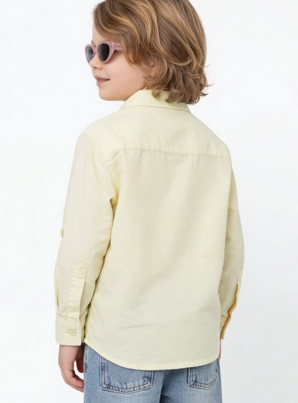 Boys Solid Regular Fit Shirt