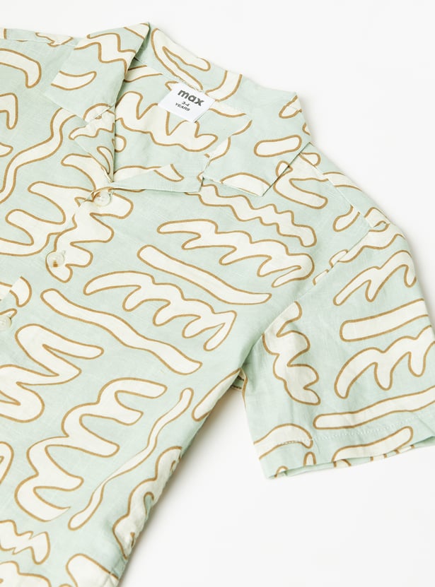 Boys Printed Regular Fit Resort Shirt