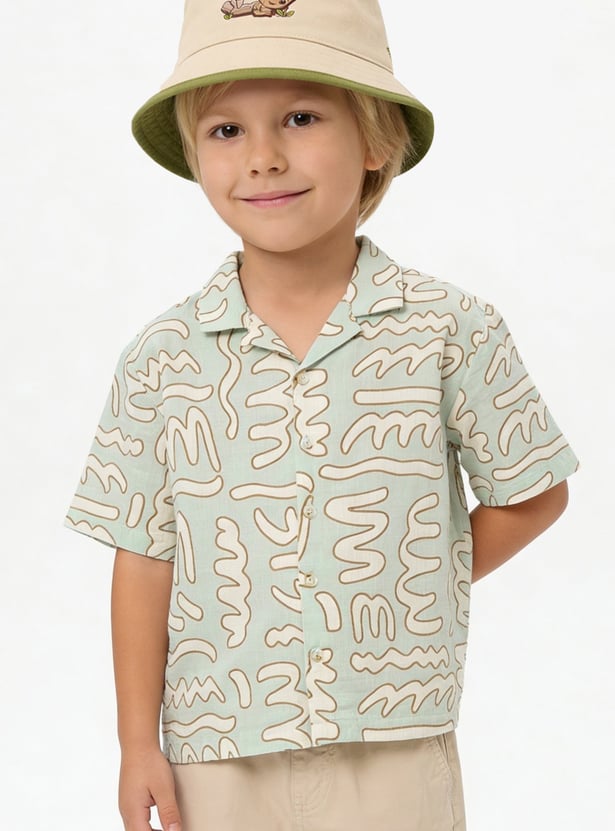 Boys Printed Regular Fit Resort Shirt