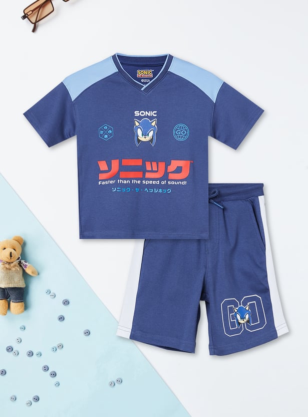 Boys Sonic Print Shorts Set