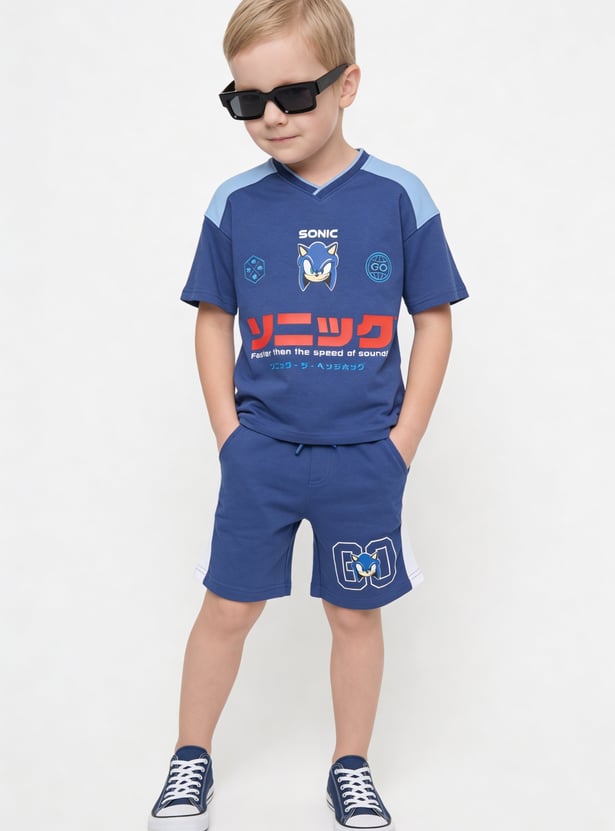 Boys Sonic Print Shorts Set