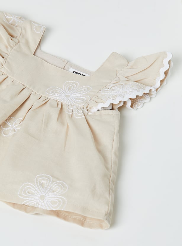 Girls Embroidered Shorts Set