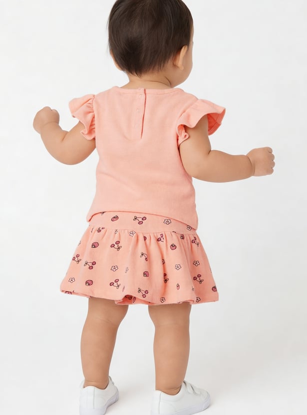 Girls Hello Kitty Print T-shirt and Skirt Set
