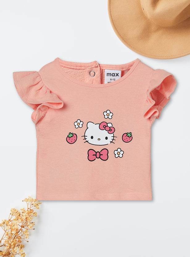 Girls Hello Kitty Print T-shirt and Skirt Set