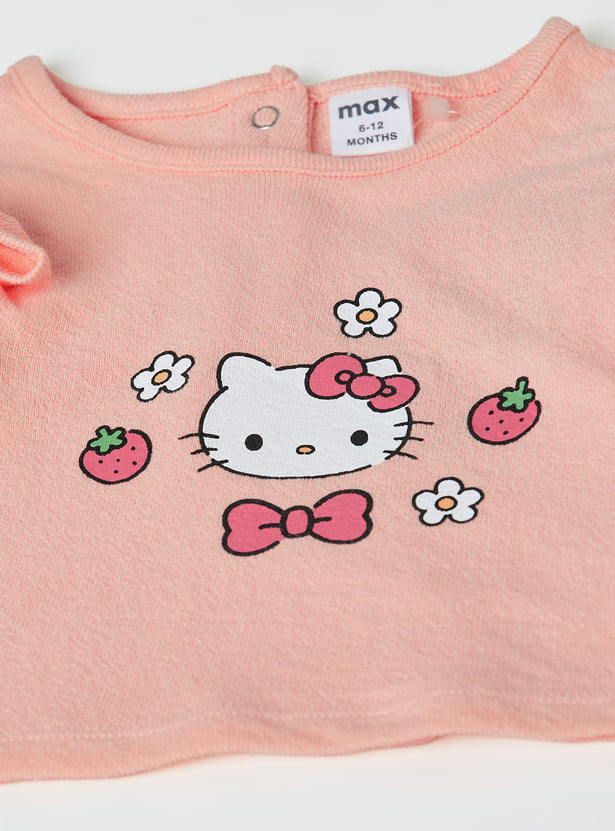 Girls Hello Kitty Print T-shirt and Skirt Set