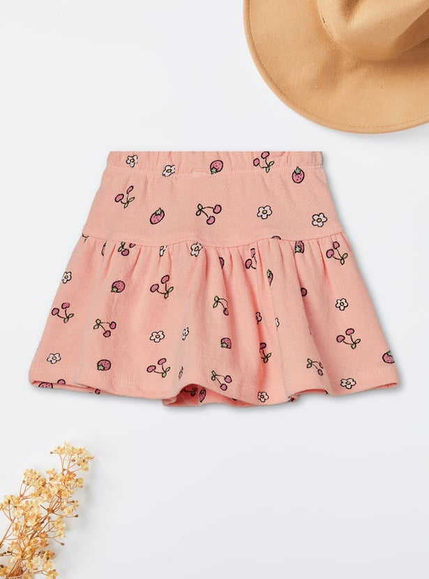 Girls Hello Kitty Print T-shirt and Skirt Set