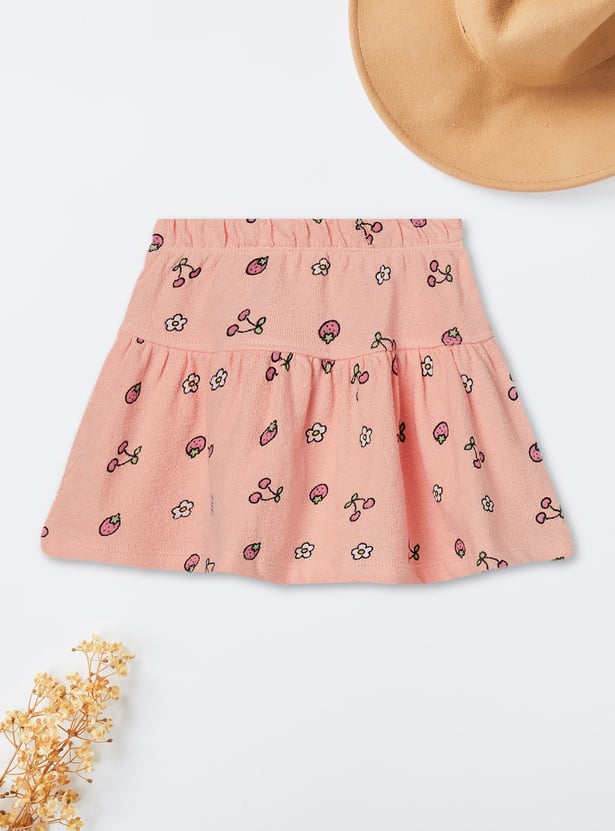 Girls Hello Kitty Print T-shirt and Skirt Set