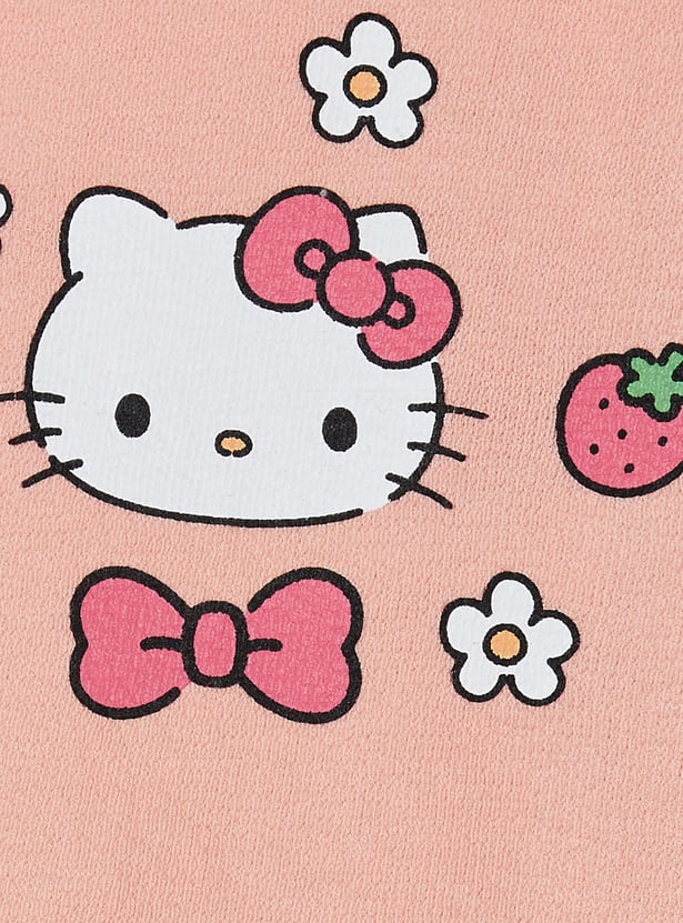 Girls Hello Kitty Print T-shirt and Skirt Set