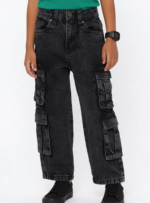 Boys Washed Cargo Jeans