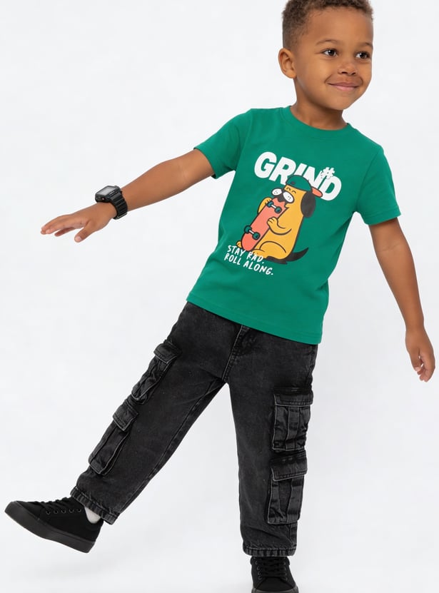 Boys Washed Cargo Jeans