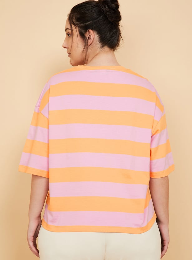 Women Striped Oversized Sports T-shirt