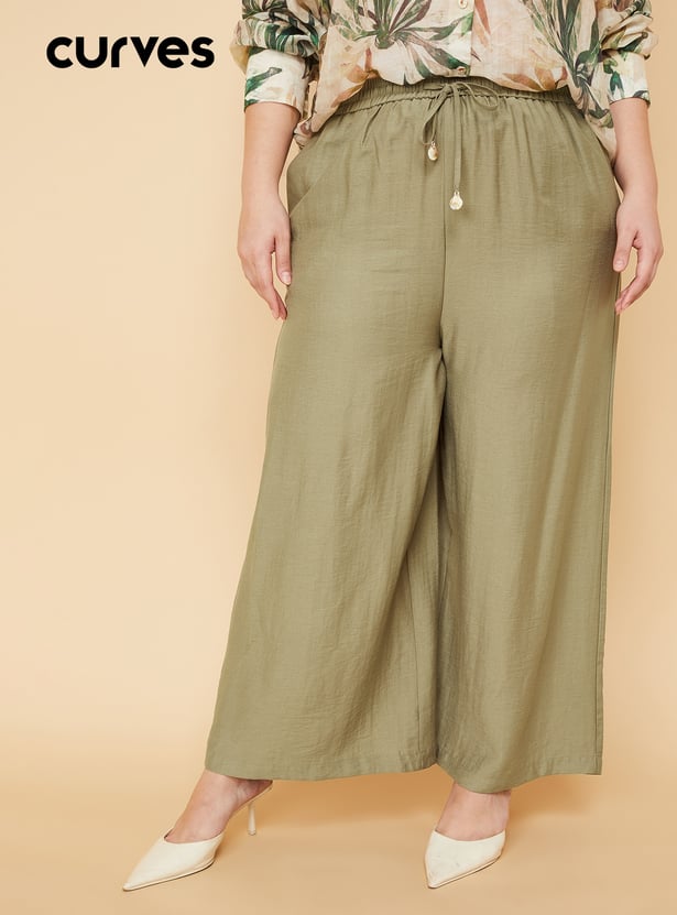 Women Solid Wide Leg Palazzos