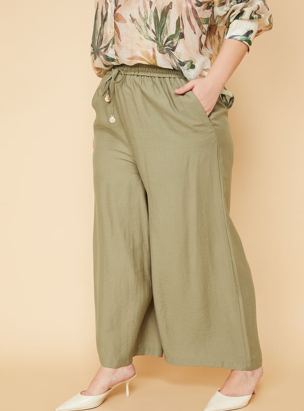 Women Solid Wide Leg Palazzos