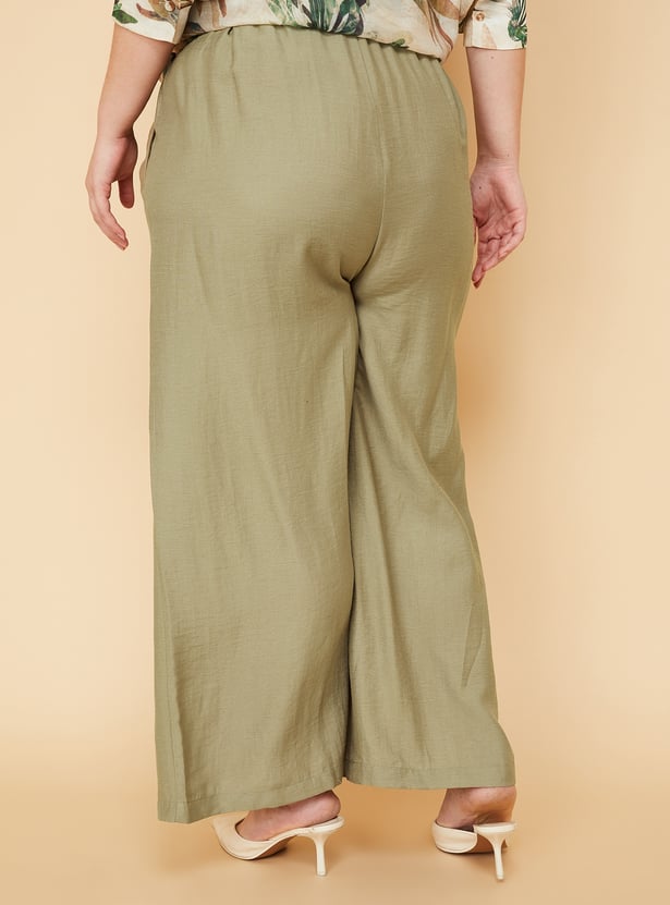 Women Solid Wide Leg Palazzos