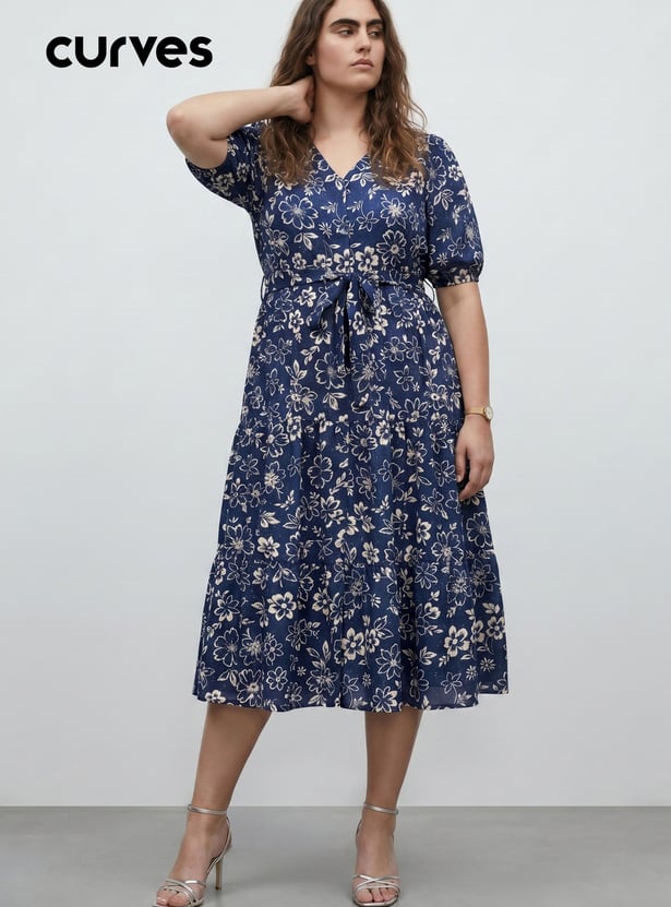 Women Floral Print Midi Dress