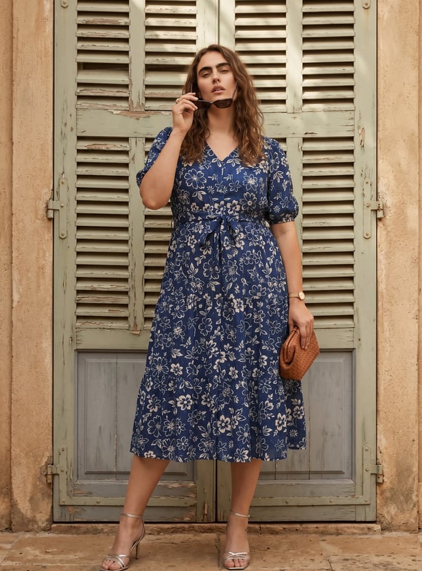 Women Floral Print Midi Dress