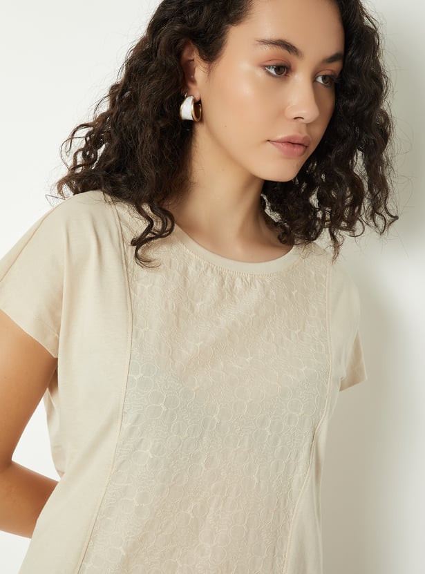 Women Embroidered Panel T-shirt