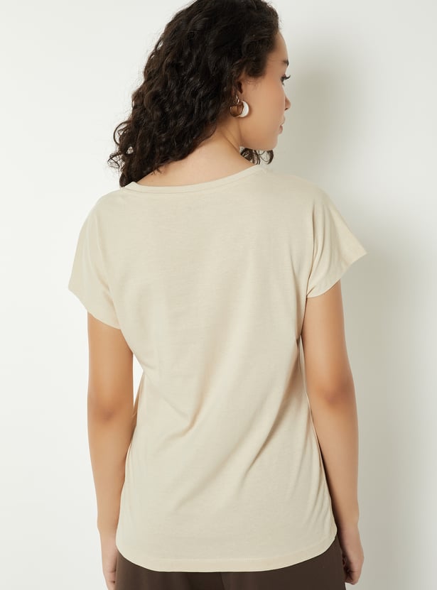Women Embroidered Panel T-shirt