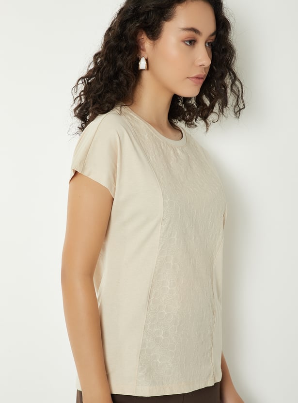 Women Embroidered Panel T-shirt