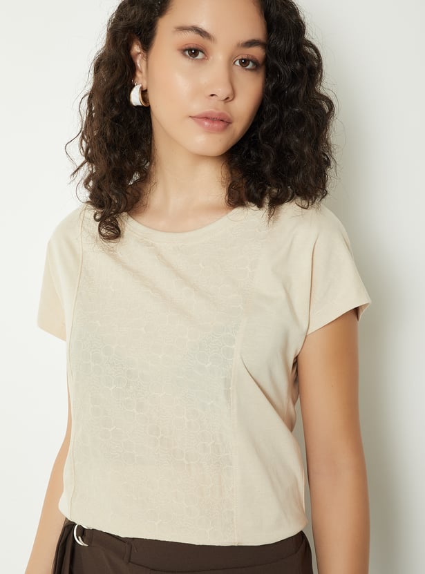 Women Embroidered Panel T-shirt