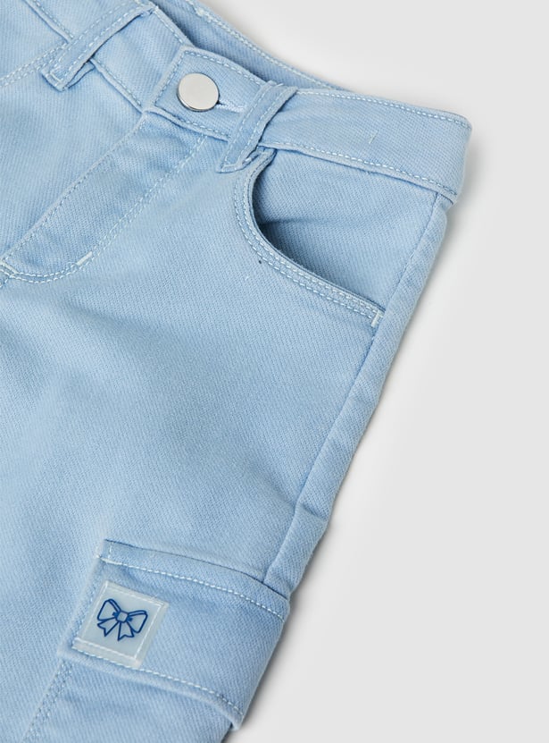 Girls Solid Wide Leg Jeans