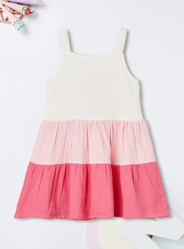 Girls Colourblock Tiered Dress