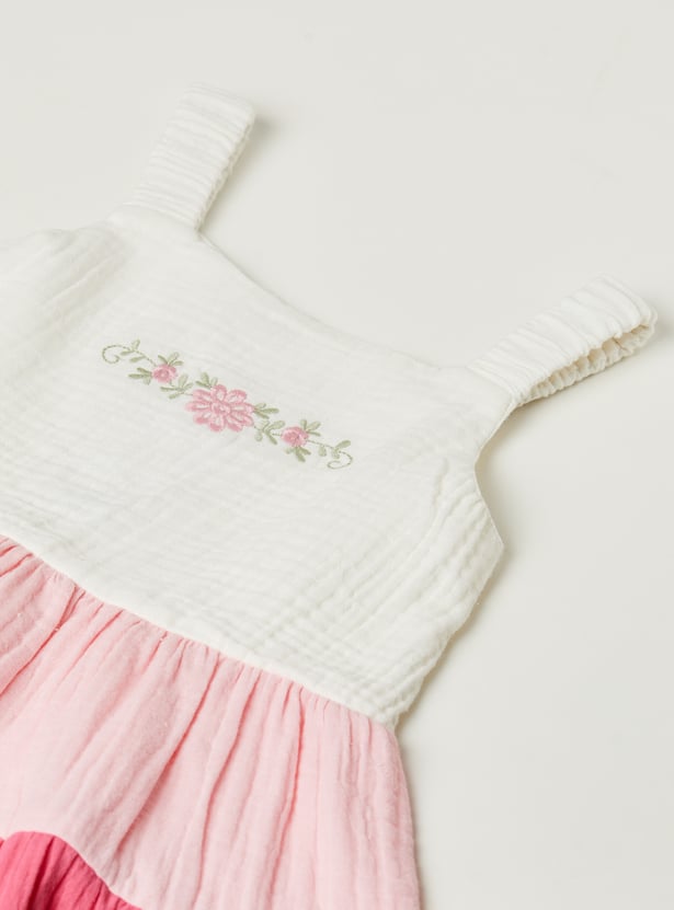 Girls Colourblock Tiered Dress