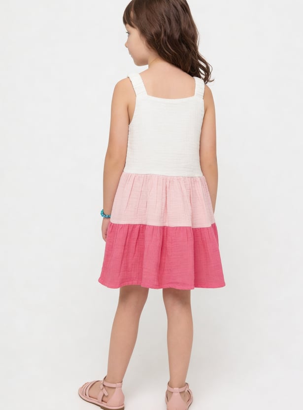 Girls Colourblock Tiered Dress