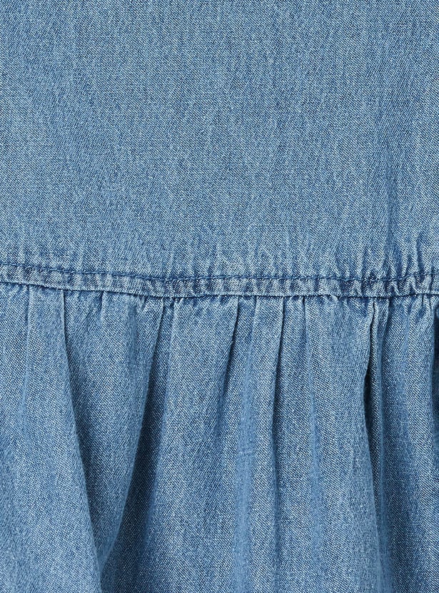 Girls Washed Tiered Denim Dress