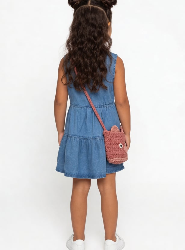 Girls Washed Tiered Denim Dress