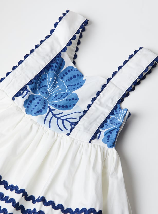 Girls Floral Print Pinafore Dress