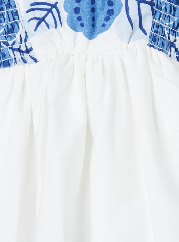 Girls Floral Print Pinafore Dress