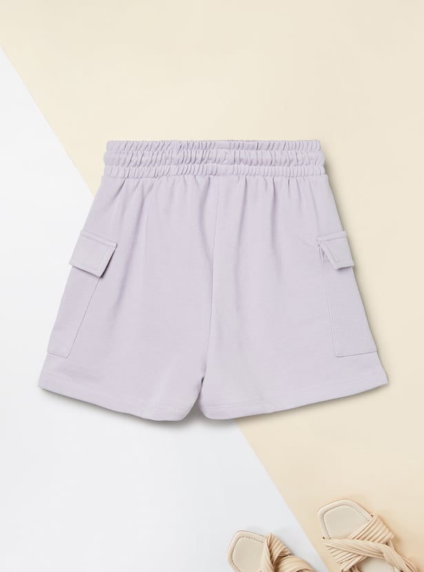 Girls Solid Cargo Shorts