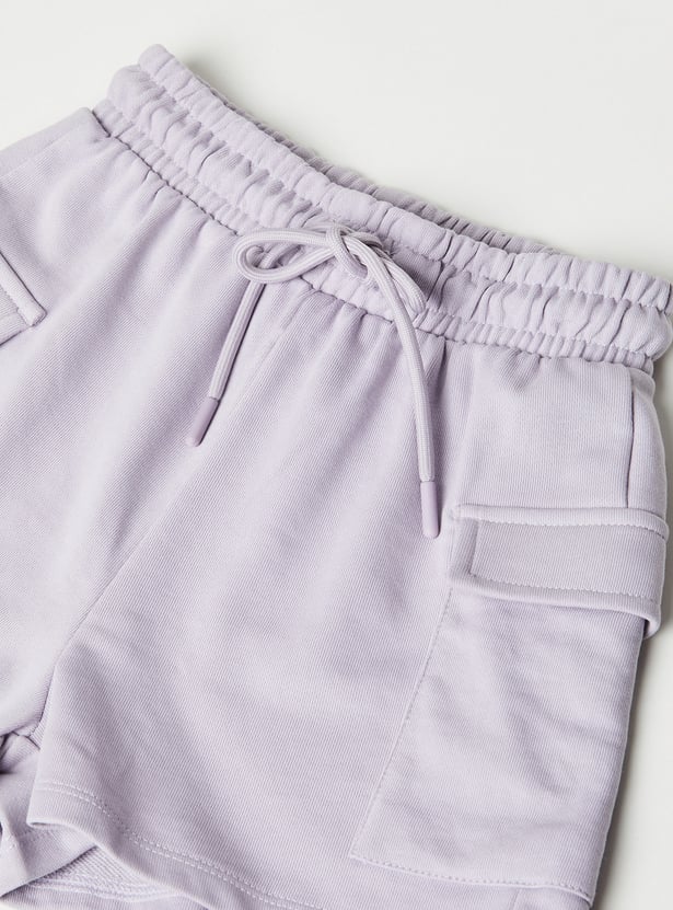 Girls Solid Cargo Shorts